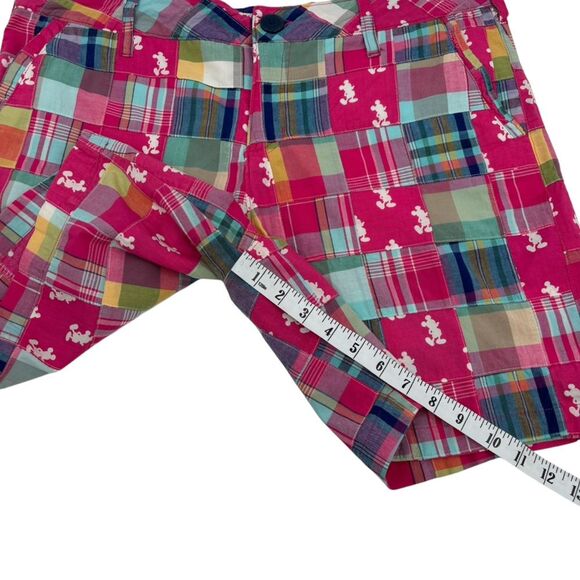 Disney Mickey Mouse Patchwork Madras Bermuda Shorts Size L - Picture 10 of 12